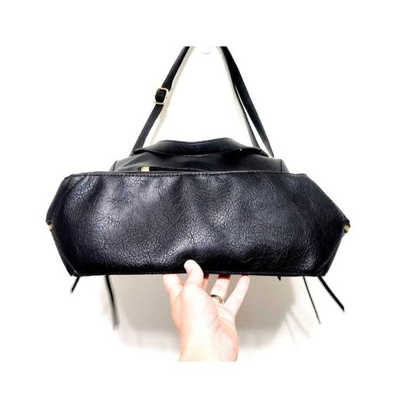 Black Faux Leather Crossbody Shoulder Bag NEW Adjustable Removable Strap 12x11 - Picture 6 of 10